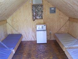 Interior of camping cabins