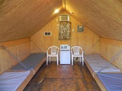 interior of camping cabin